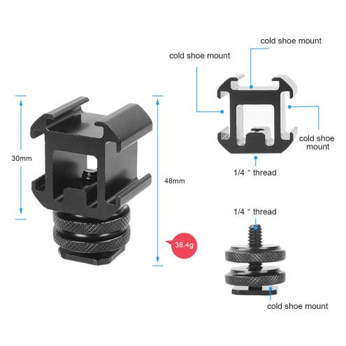 Metal 3 Cold Shoe Mount Adapter